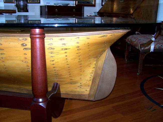 A large19th century English Plank-on-frame Pond Boat set into a custom made mahogany cradle base — image 4
